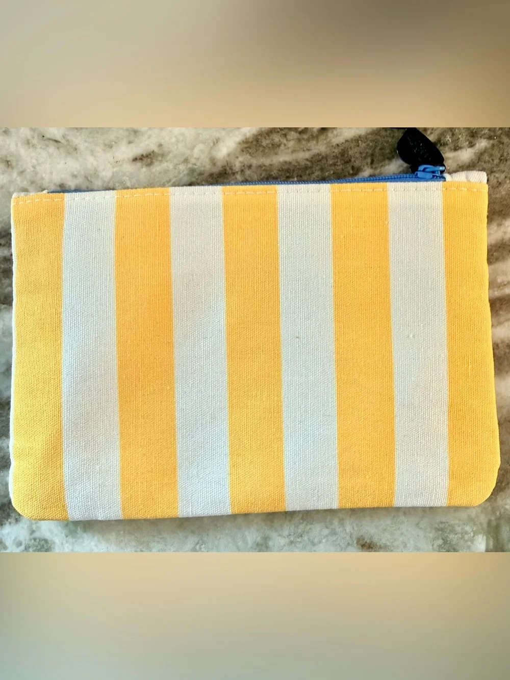 Ipsy Glam Bag~July 2026 NWOT 5x7” - Bag only~No Products~White/Yellow/Blue~New